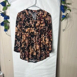 Cocomo Black and Orange Floral Blouse